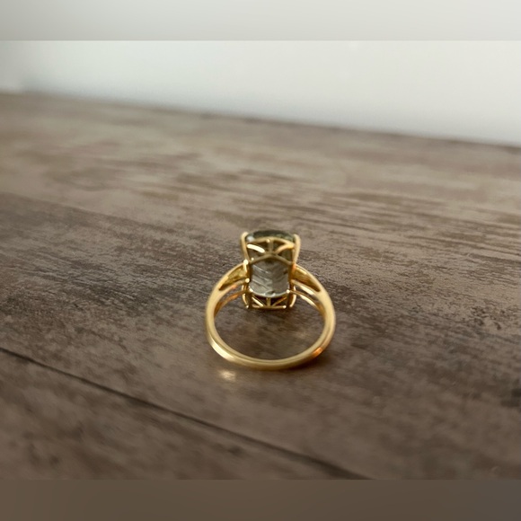 ✨Glenn Lehrer Matrix Cut Prasiolite Gemstone Ring, 14K Yellow Gold, Size 7✨ - Picture 4 of 7
